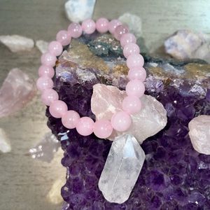 Rose Quartz Bracelet Pink Gemstone Crystal Beaded Calming healing love